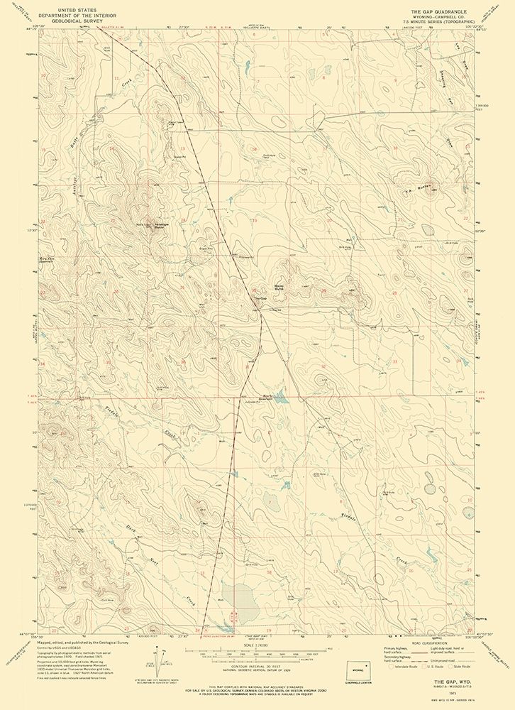 Gap Wyoming Quad - USGS 1971 art print by USGS for $57.95 CAD