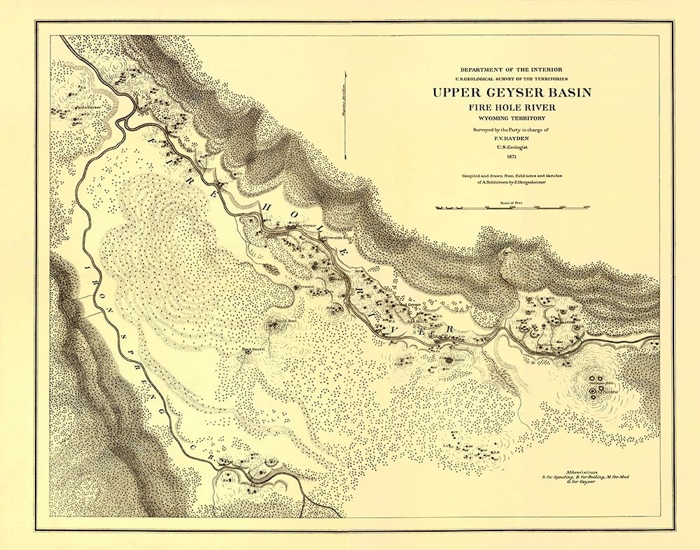 Wyoming Territory Up Geyser Basin Fire Hole River art print by USGS for $57.95 CAD