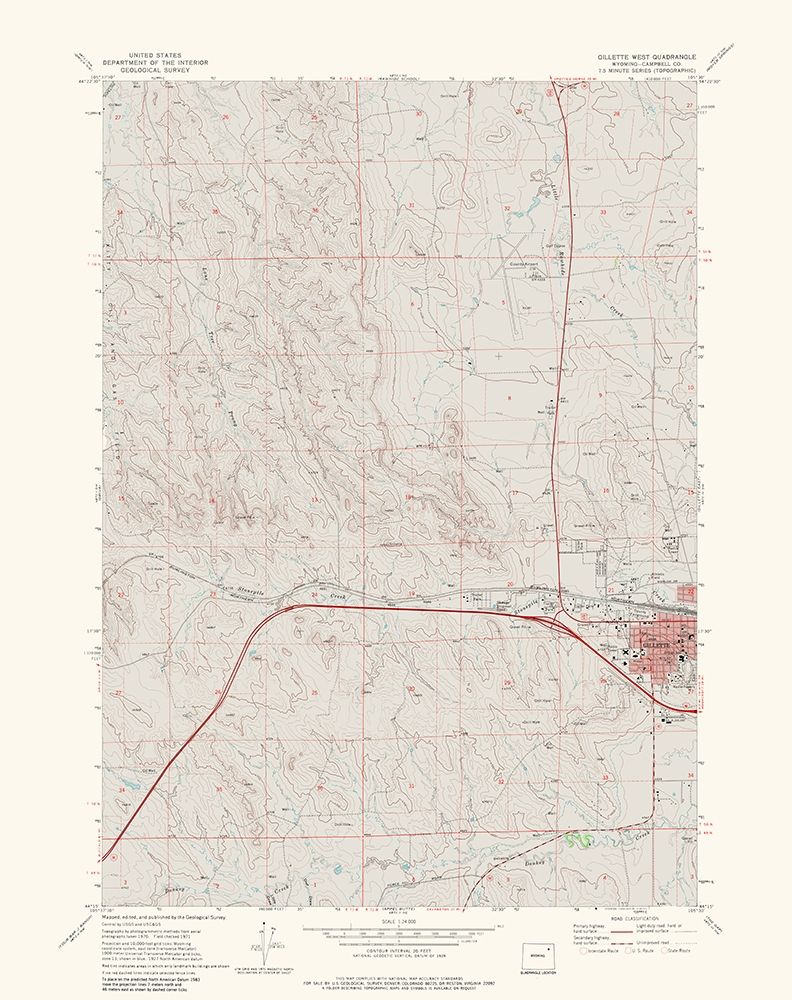 West Gillette Wyoming Quad - USGS 1971 art print by USGS for $57.95 CAD