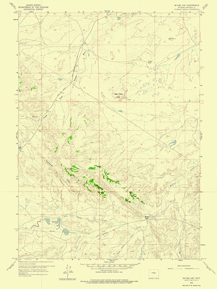 Mc Rae Gap Wyoming Quad - USGS 1959 art print by USGS for $57.95 CAD
