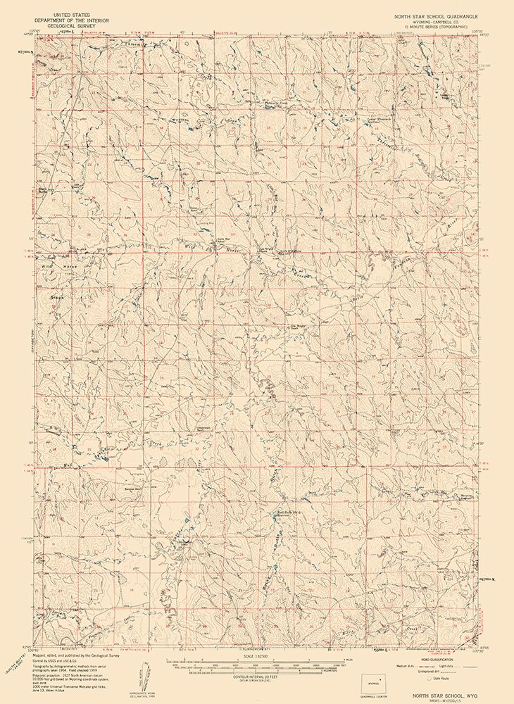 North Star School Wyoming Quad - USGS 1959 art print by USGS for $57.95 CAD