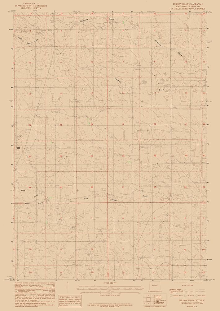 Persson Draw Wyoming Quad - USGS 1984 art print by USGS for $57.95 CAD