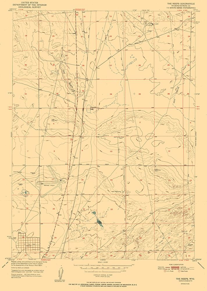 Reefs Wyoming Quad - USGS 1951 art print by USGS for $57.95 CAD