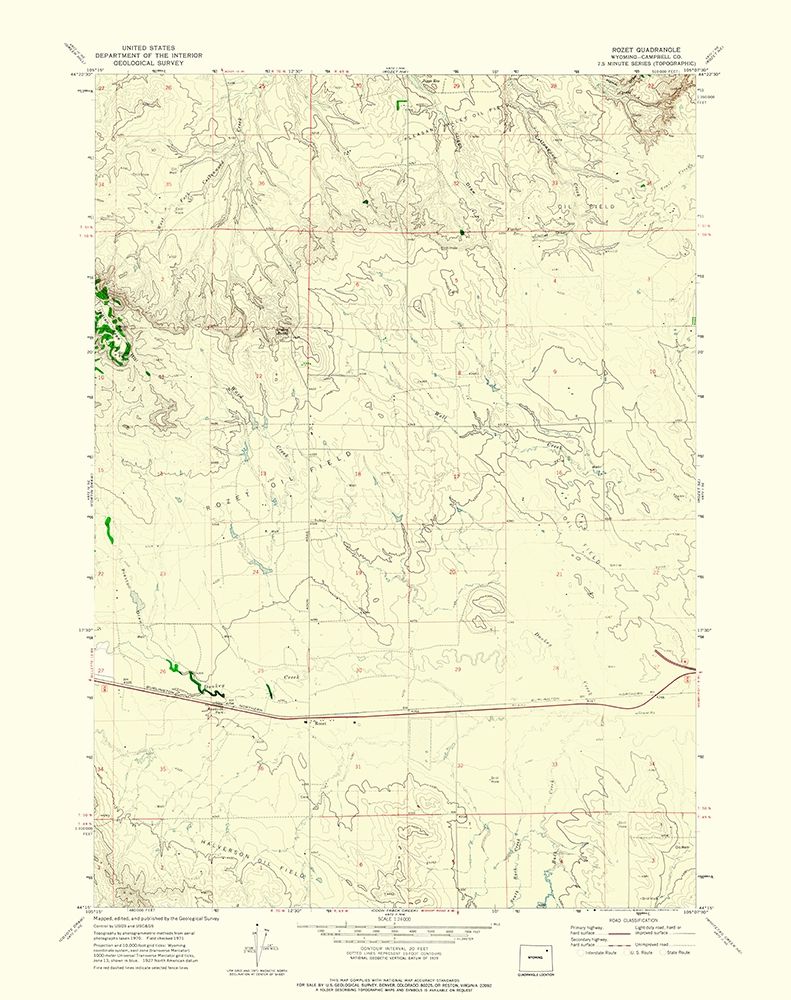 Rozet Wyoming Quad - USGS 1971 art print by USGS for $57.95 CAD