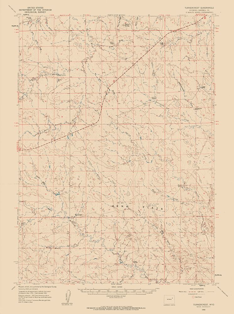 Turnercrest Wyoming Quad - USGS 1960 art print by USGS for $57.95 CAD