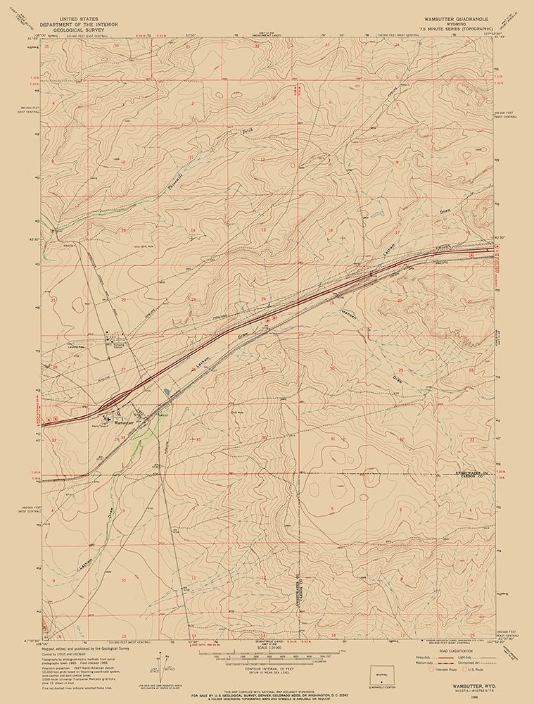 Wamsutter Wyoming Quad - USGS 1966 art print by USGS for $57.95 CAD