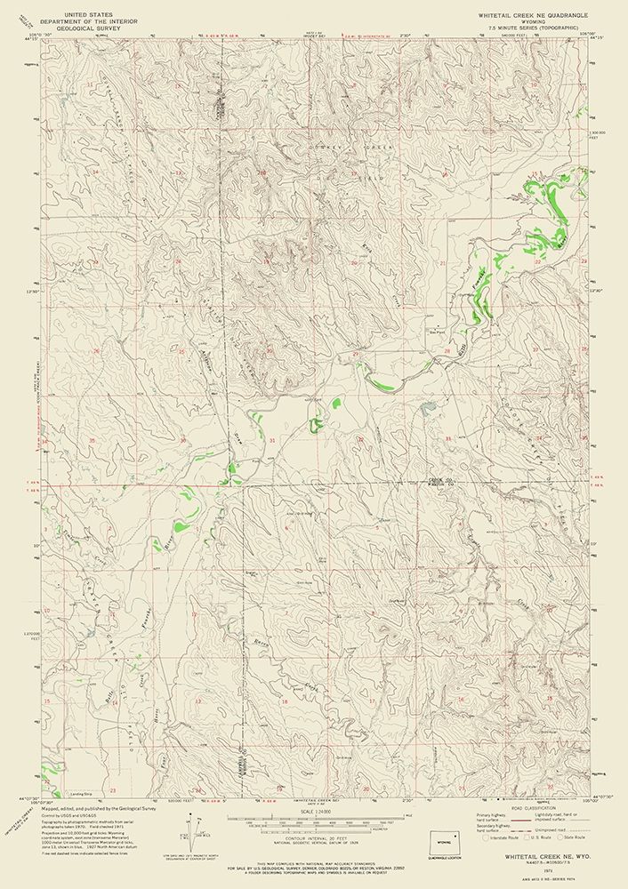 North East Whitetail Creek Wyoming Quad - USGS art print by USGS for $57.95 CAD