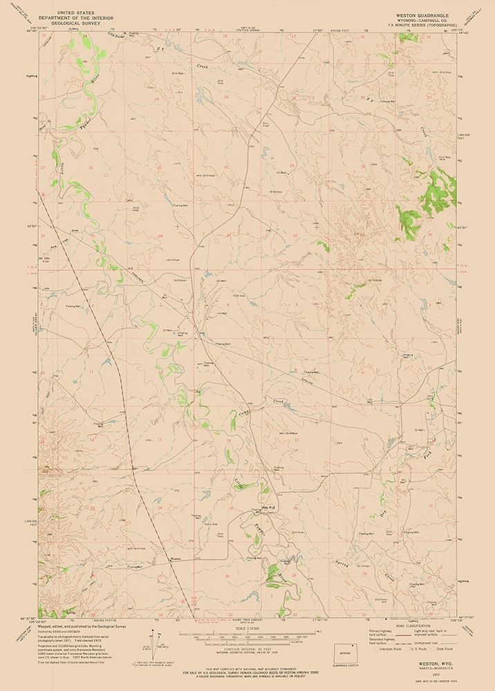 Weston Wyoming Quad - USGS 1972 art print by USGS for $57.95 CAD