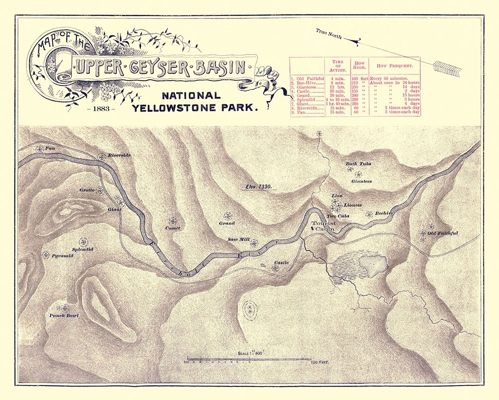 Yellowstone Upper Geyser Wyoming - 1883 art print by Unknown for $57.95 CAD