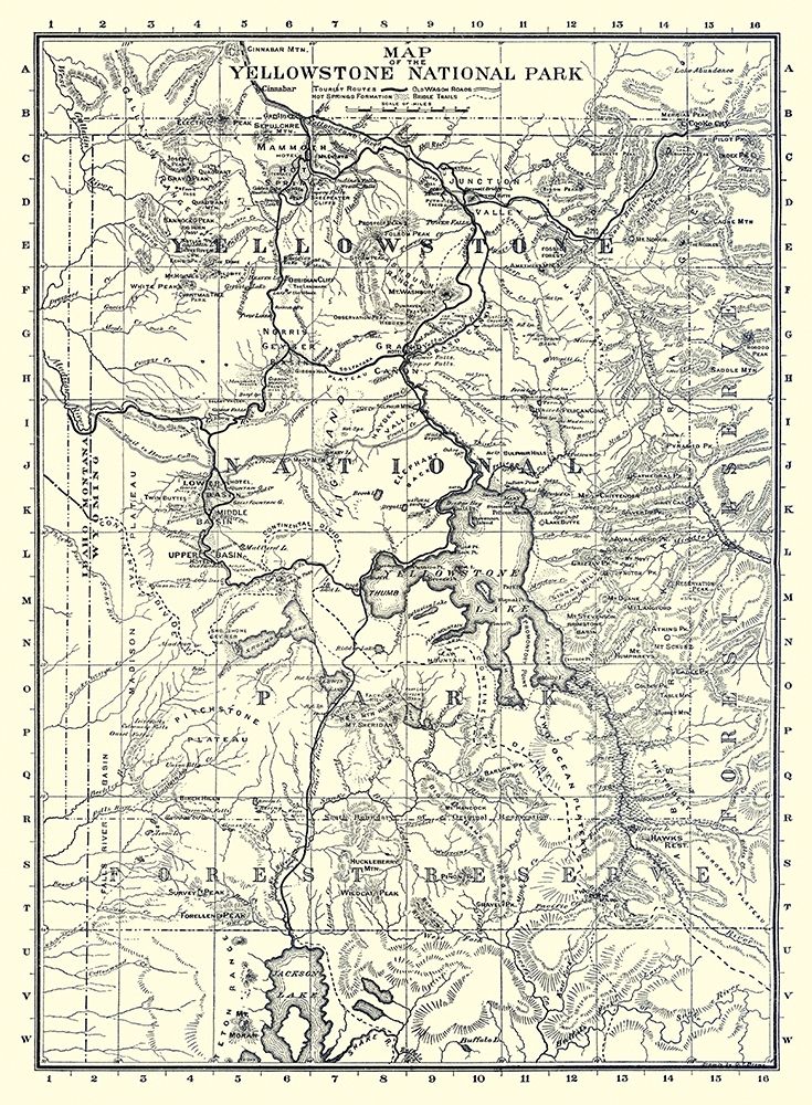 Yellowstone National Park, Wyoming - Brown 1895 art print by Brown for $57.95 CAD