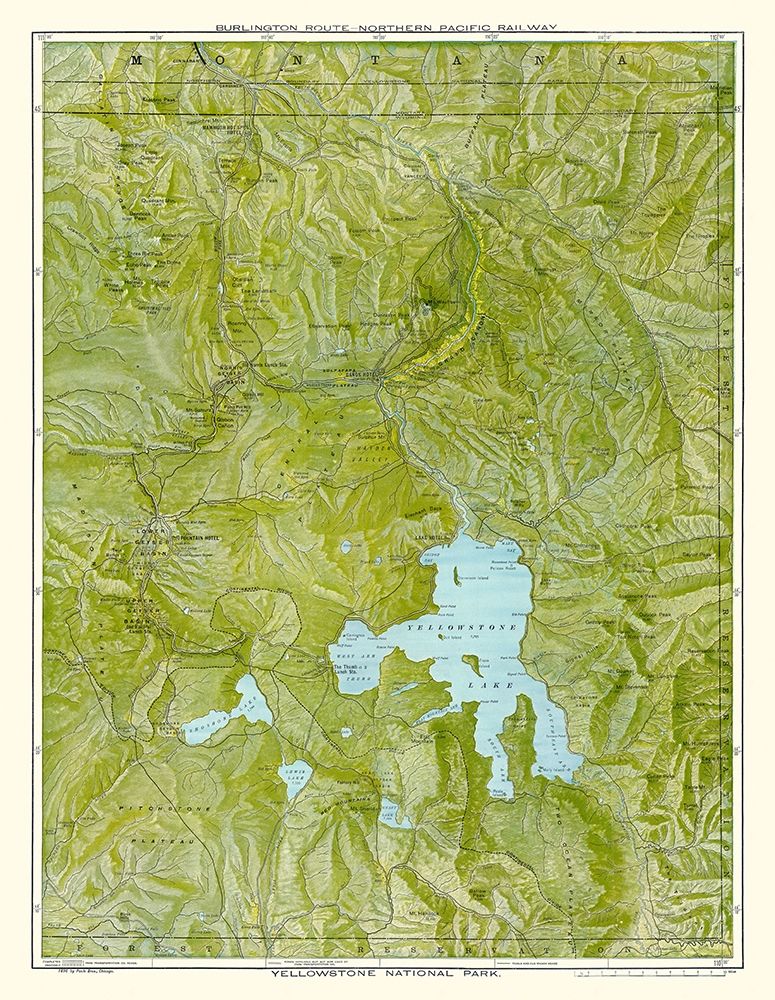 Yellowstone Park - Burlington Route 1898 art print by Poole for $57.95 CAD