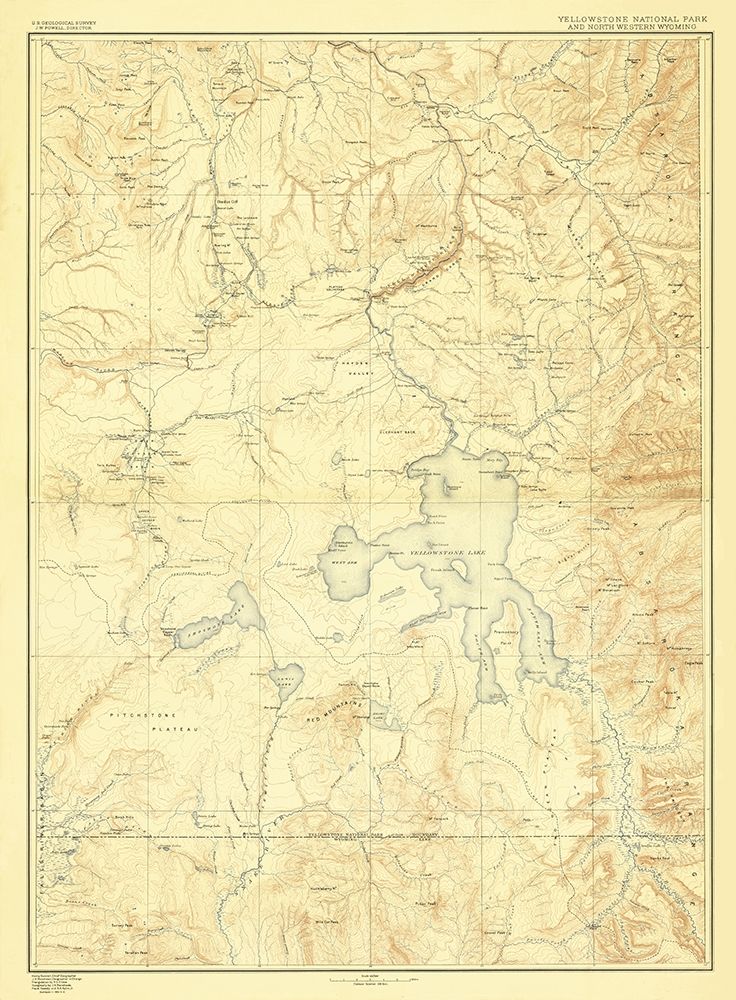 Yellowstone National Park Wyoming - USGS 1885 art print by USGS for $57.95 CAD