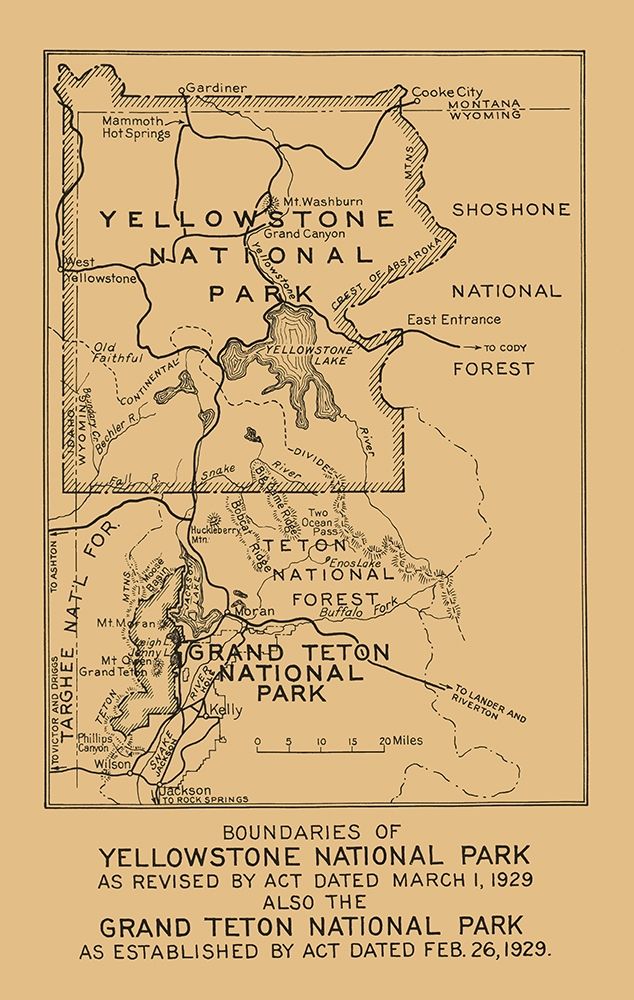 Yellowstone, Grand Teton National Parks Boundary art print by Black for $57.95 CAD
