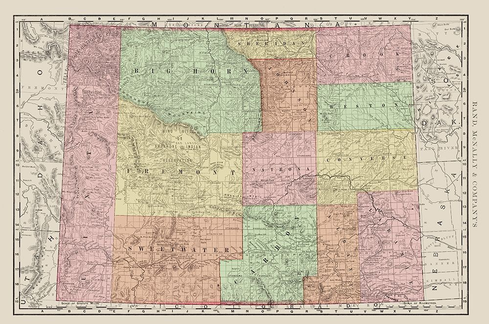 Wyoming - Rand McNally 1903 art print by Rand McNally for $57.95 CAD