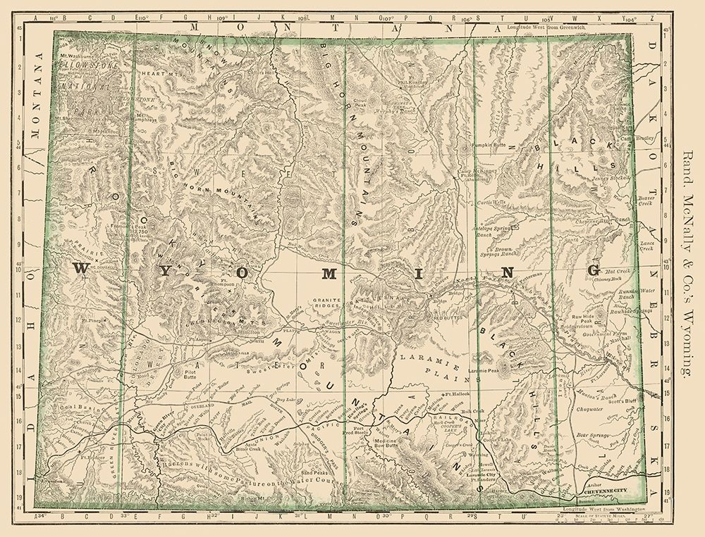 Wyoming - Rand McNally 1879 art print by Rand McNally for $57.95 CAD