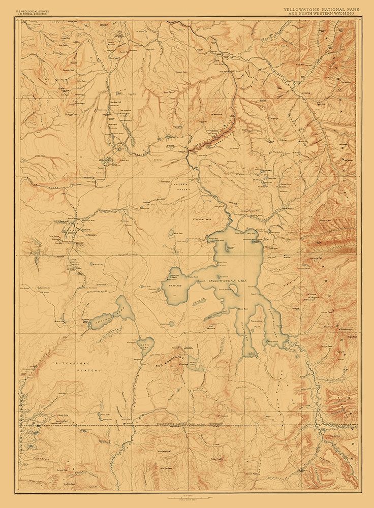 Yellowstone National Park Wyoming - USGS 1885 art print by USGS for $57.95 CAD