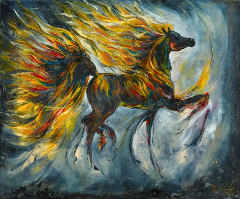 Horse On Fire Bright Colors art print by Marta Wiley for $57.95 CAD