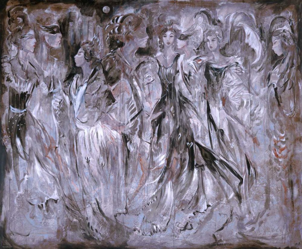 Masqurade cyan tone art print by Marta Wiley for $57.95 CAD