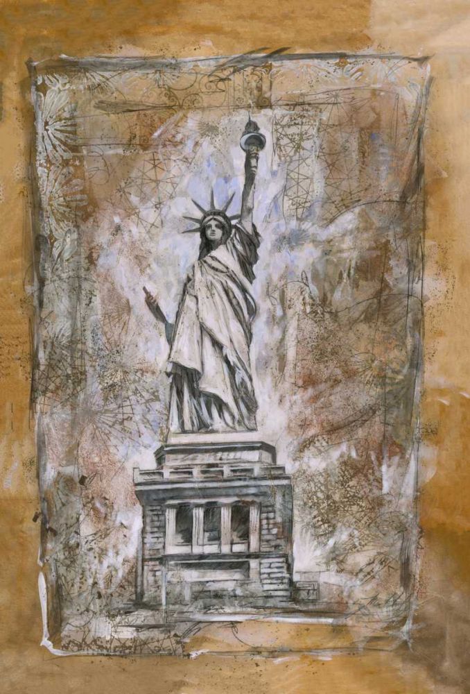 Golden Cityscape art print by Marta Wiley for $57.95 CAD