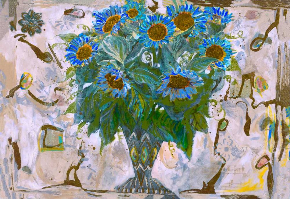 Blue and Orange Floral art print by Marta Wiley for $57.95 CAD