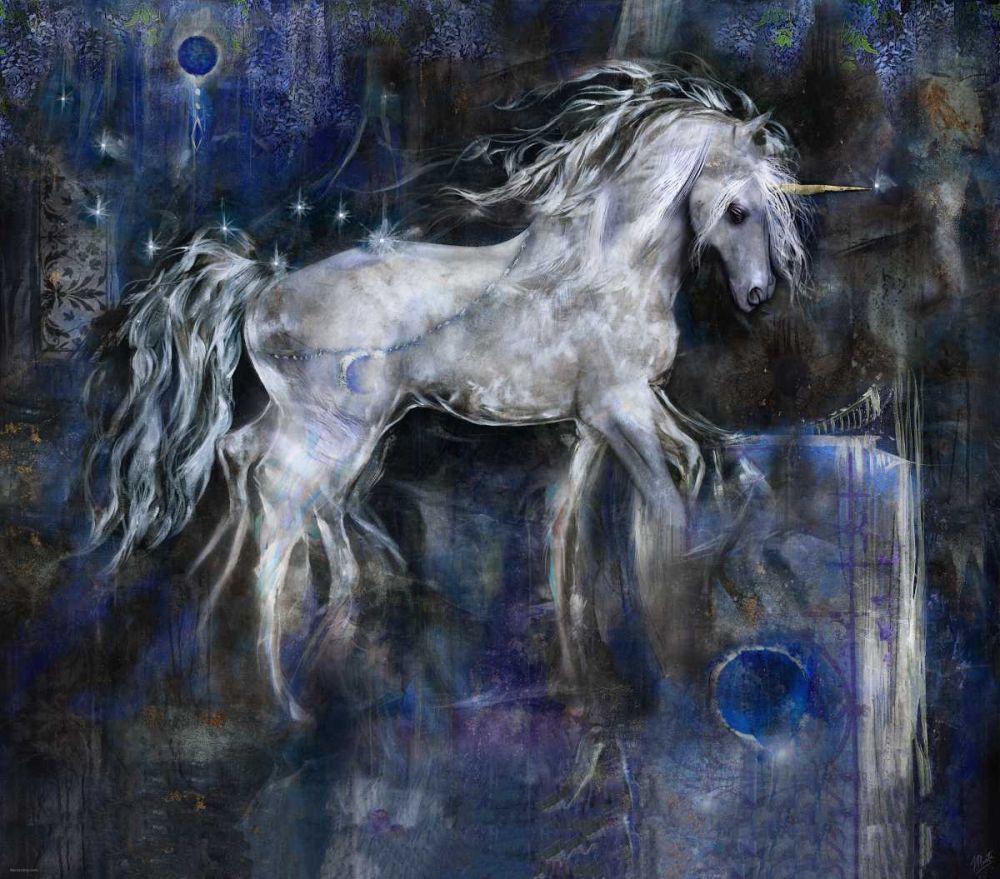 Unicorn- Blue art print by Marta Wiley for $57.95 CAD
