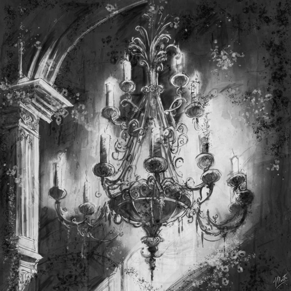 BW Chandelier II art print by Marta Wiley for $57.95 CAD