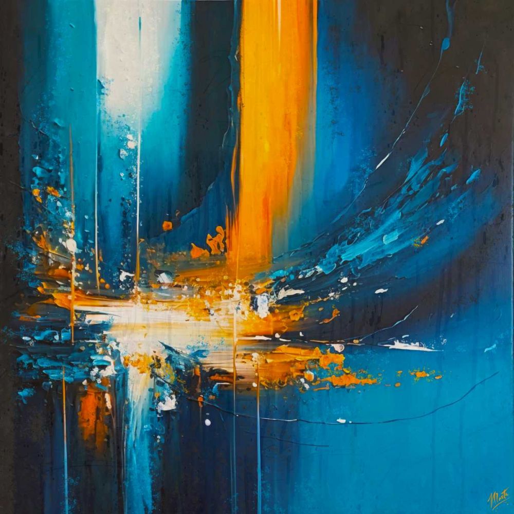 Abstract Blue organge I art print by Marta Wiley for $57.95 CAD