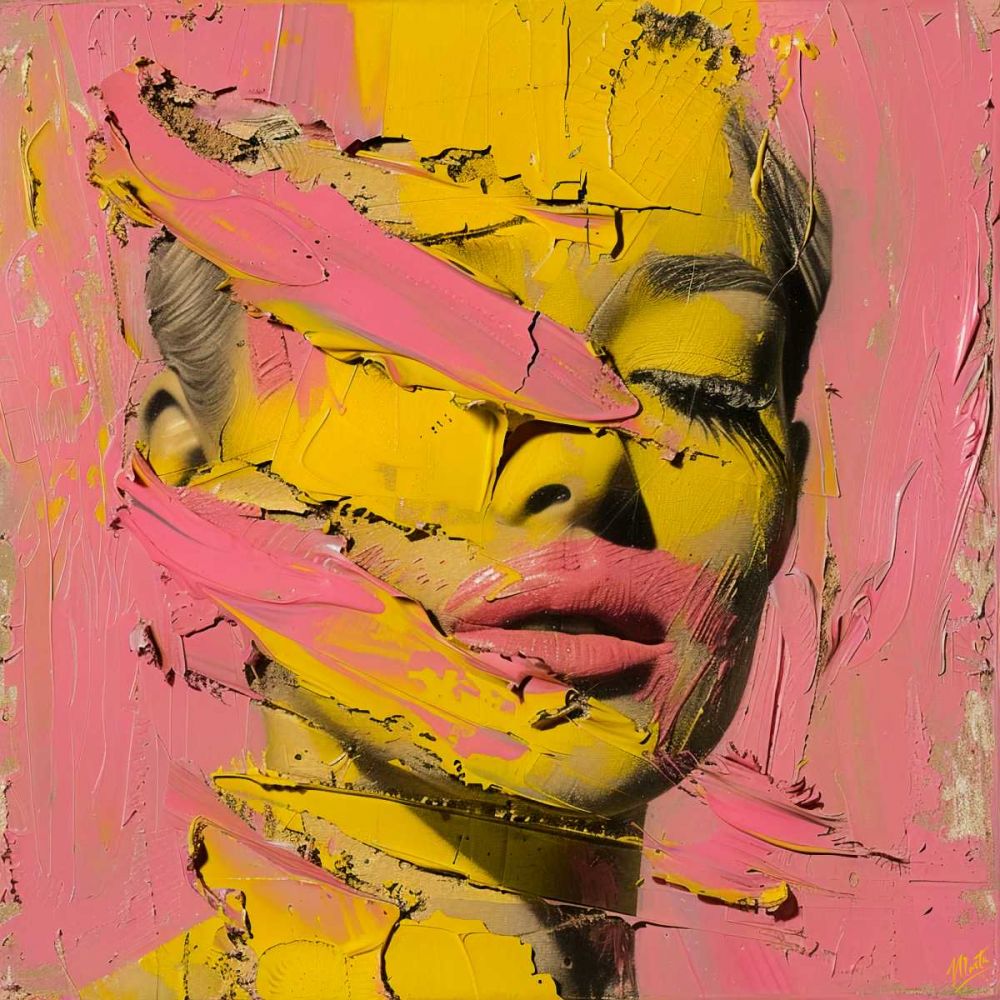 Pink on yellow IIII art print by Marta Wiley for $57.95 CAD