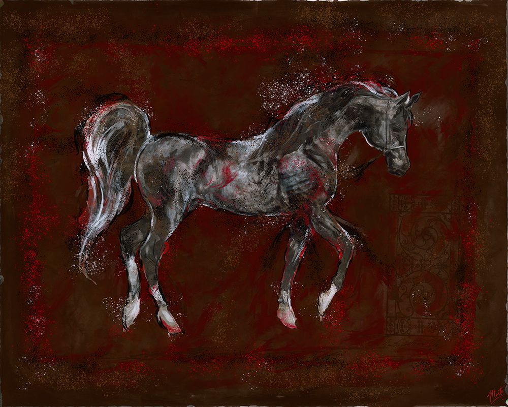 Brown And dark red horse art print by Marta Wiley for $57.95 CAD