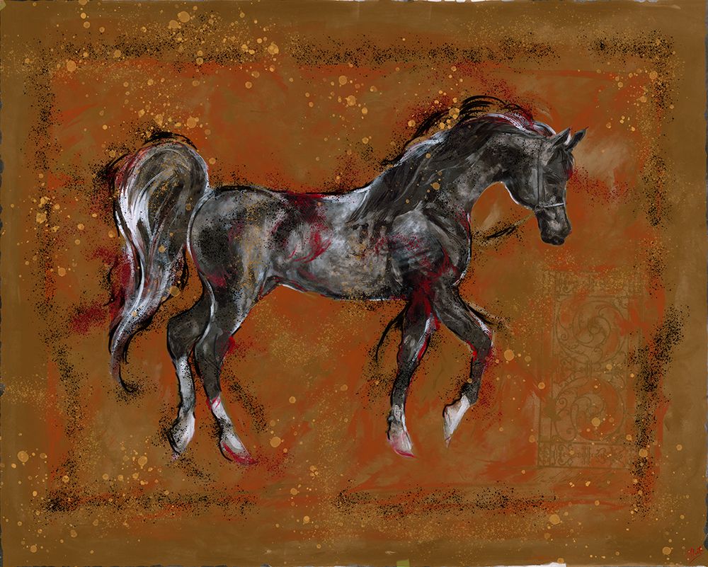 Ocher And black horse art print by Marta Wiley for $57.95 CAD