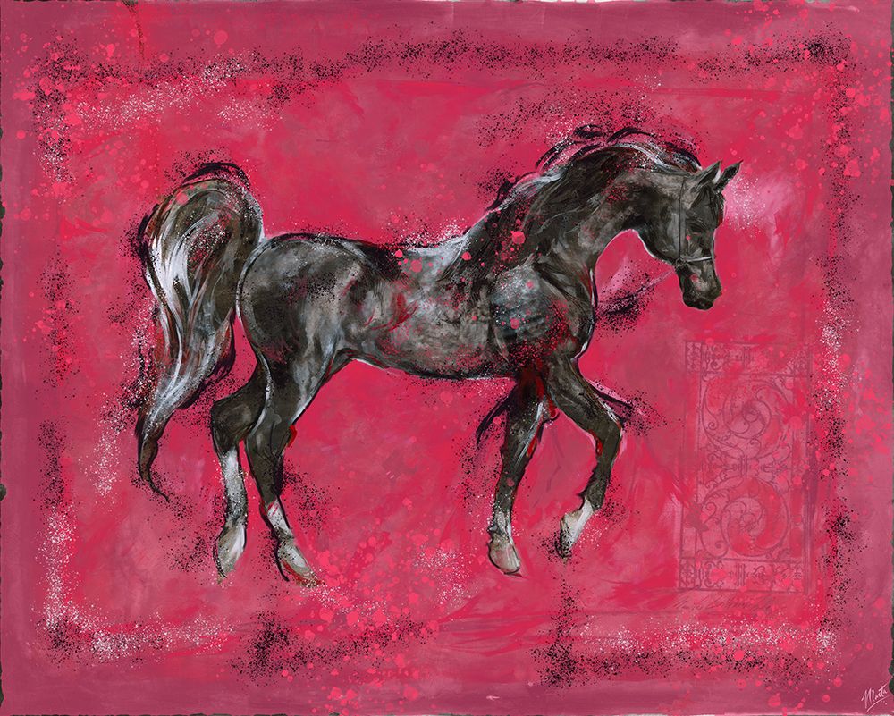 Pink And black horse art print by Marta Wiley for $57.95 CAD