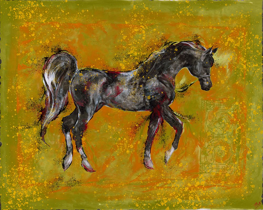 Yellow And black horse art print by Marta Wiley for $57.95 CAD