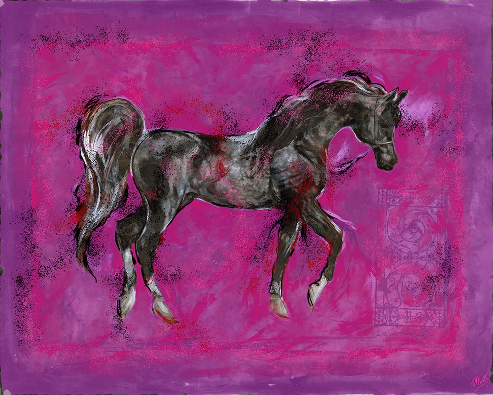 Pink And black horse art print by Marta Wiley for $57.95 CAD