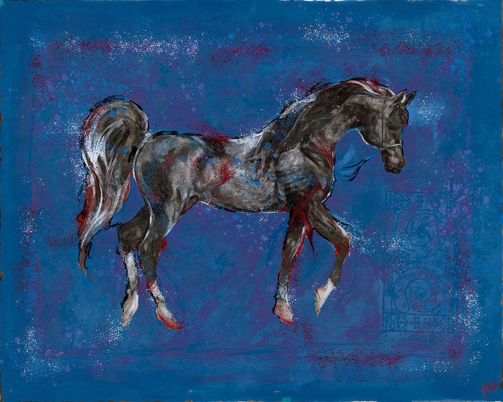 blue And black horse art print by Marta Wiley for $57.95 CAD