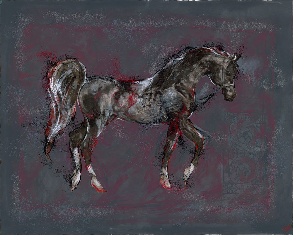 Gray And black horse art print by Marta Wiley for $57.95 CAD