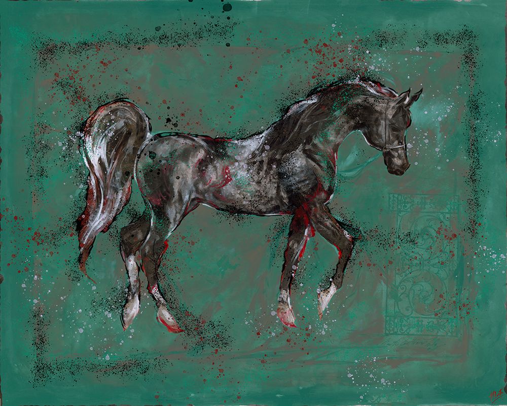 Green And black horse art print by Marta Wiley for $57.95 CAD