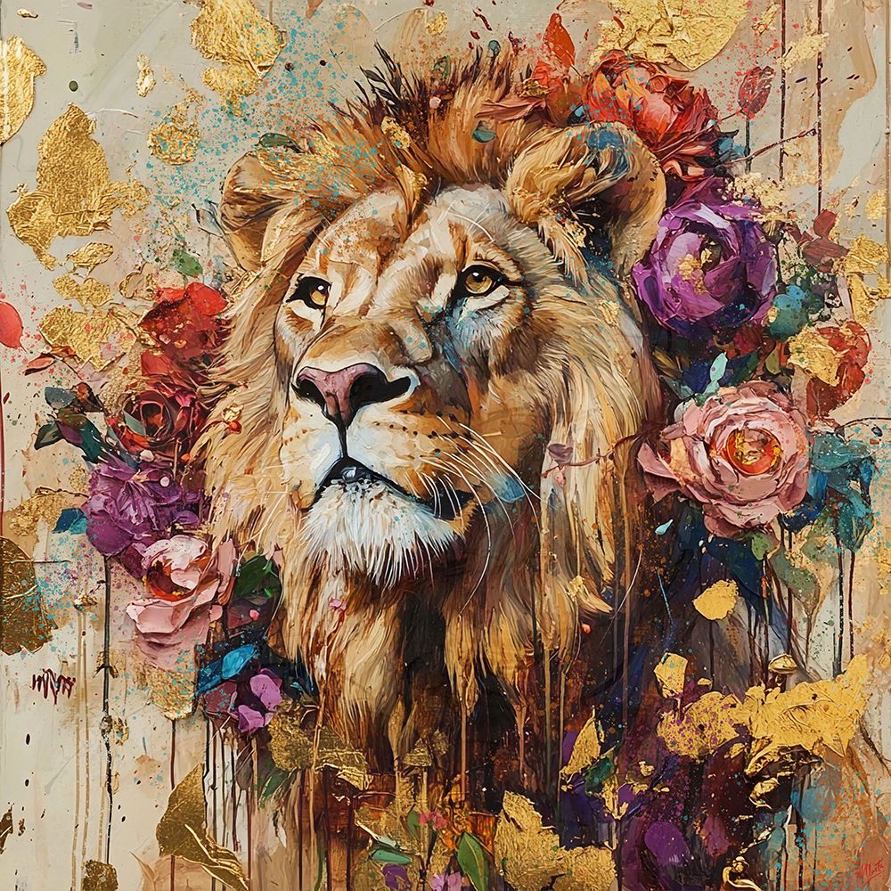 Lion And Flowers IIII art print by Marta Wiley for $57.95 CAD