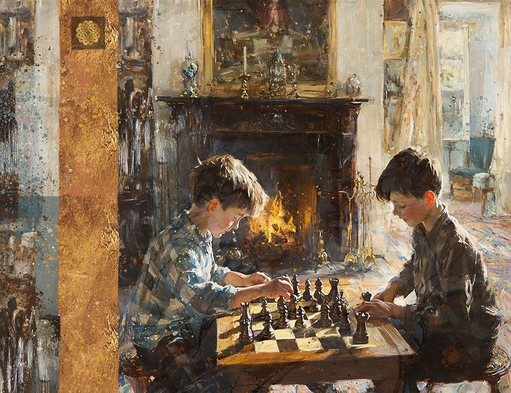 Golden Chess II art print by Marta Wiley for $57.95 CAD