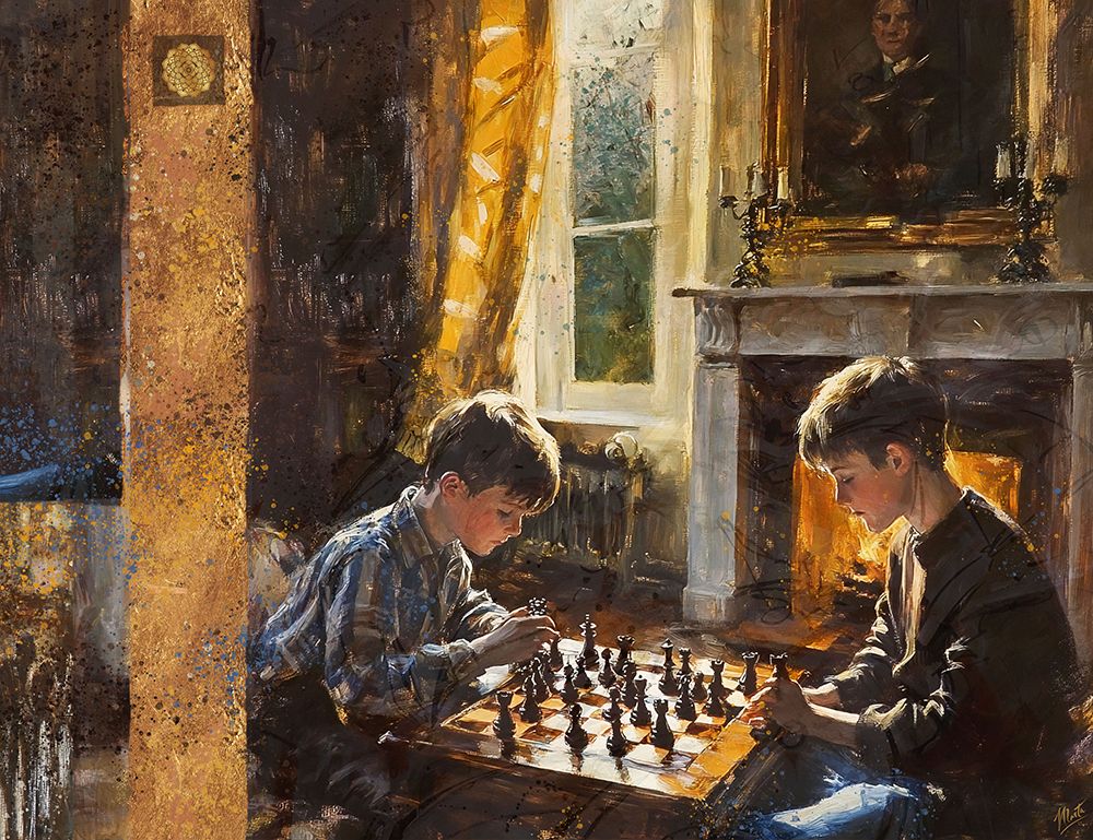 Golden Chess III art print by Marta Wiley for $57.95 CAD