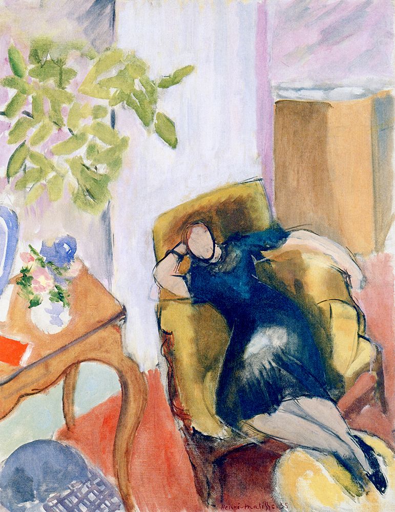 Young Girl in Black in a Yellow Armchair 1935 art print by Henri Matisse for $57.95 CAD