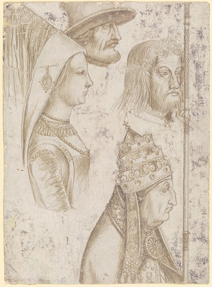 Four studies of heads ca 1520 art print by Hans Holbein the Elder for $57.95 CAD