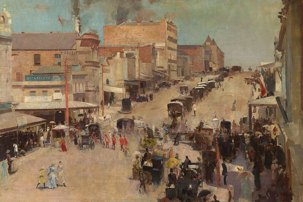 Bourke Street, Melbourne ca 1886 art print by Tom Roberts for $57.95 CAD