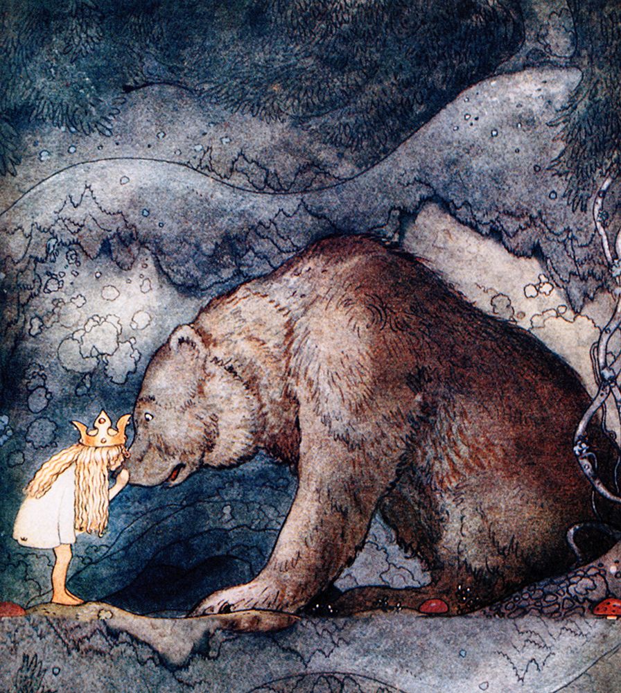 Bellas Glorious Adventure with a Bear ca 1907 art print by John Bauer for $57.95 CAD