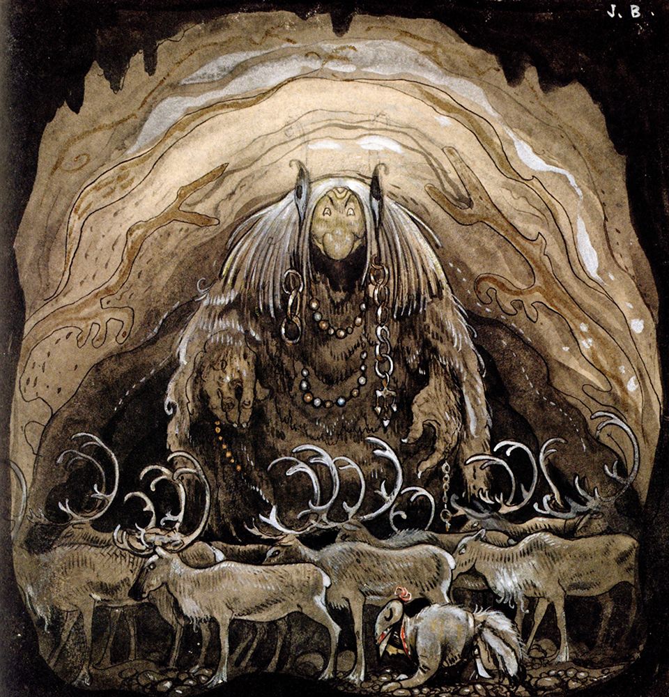 Nilas Sacrifice, the Christmas Goat ca 1910 art print by John Bauer for $57.95 CAD