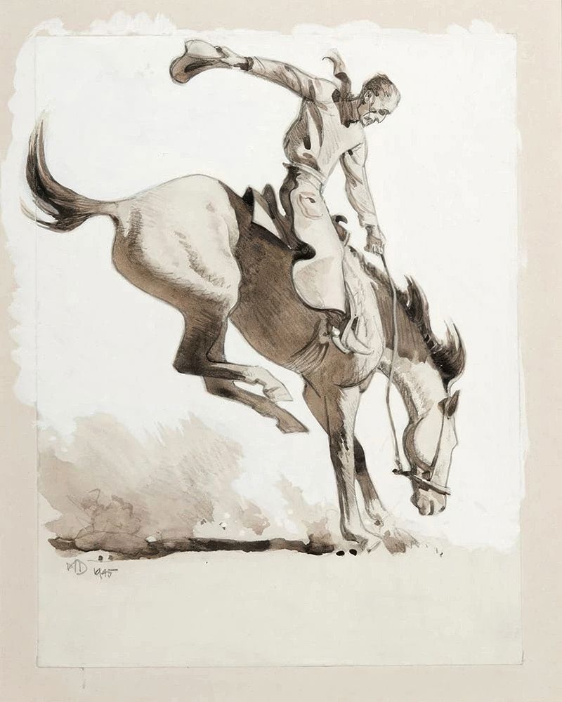 Bronco Busting 1945 art print by Maynard Dixon for $57.95 CAD