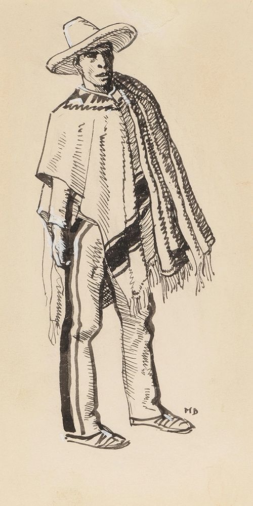 Costume Sketch, Man with Poncho ca 1860 art print by Maynard Dixon for $57.95 CAD