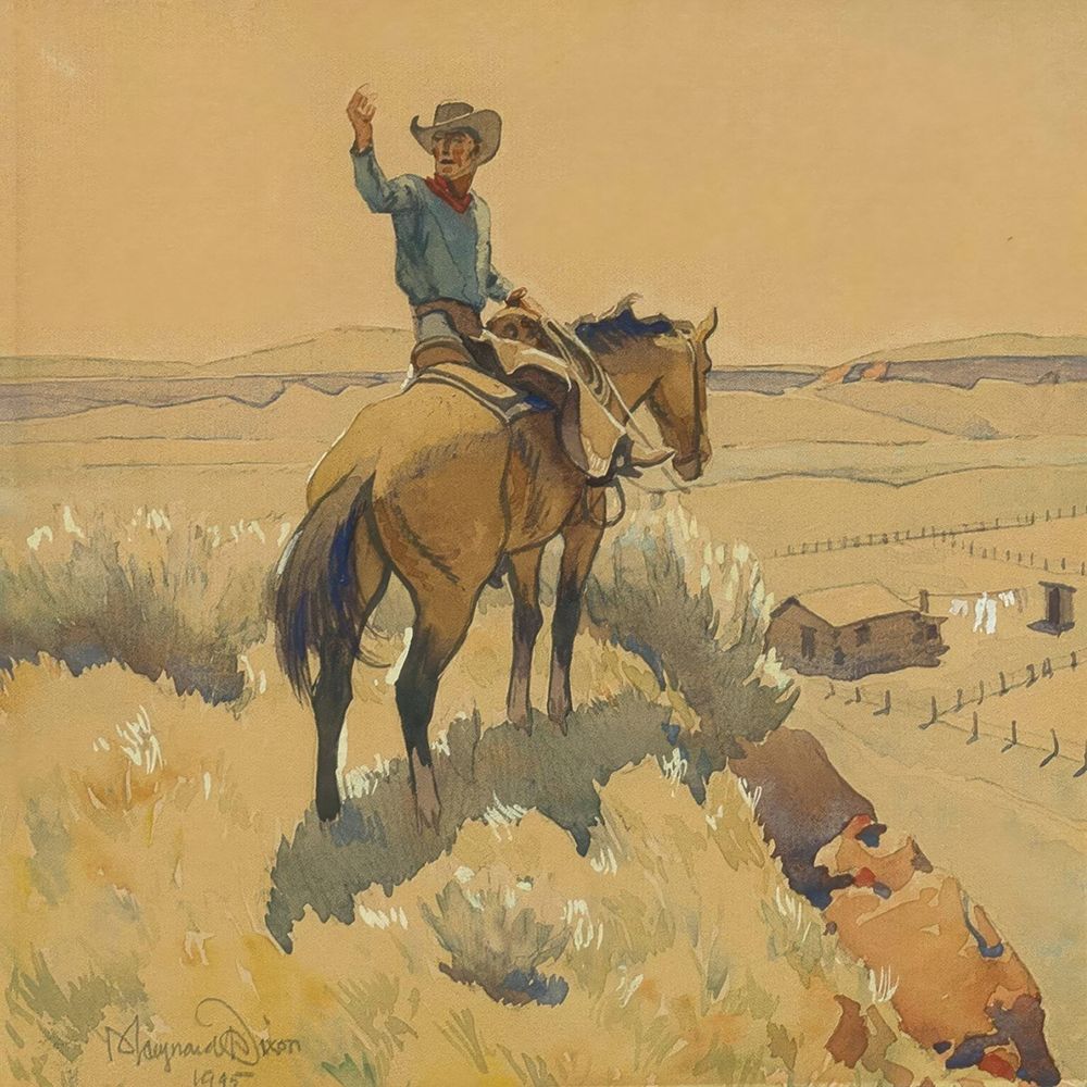 Cowboy On Horseback 1945 art print by Maynard Dixon for $57.95 CAD