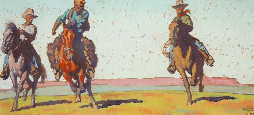 Cowboys on the Plain 1921 art print by Maynard Dixon for $57.95 CAD