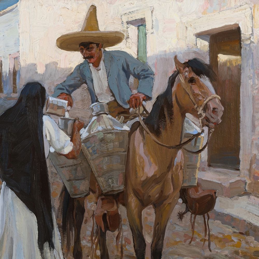 El Lechero, The Milkman, Guadalajara, Mexico ca 1905 art print by Maynard Dixon for $57.95 CAD
