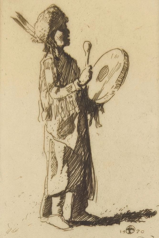 Indian Drummer 1920 art print by Maynard Dixon for $57.95 CAD